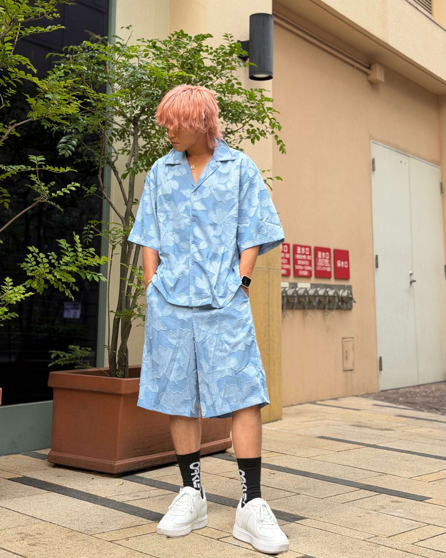 ルーズ半袖シャツセットアップ
