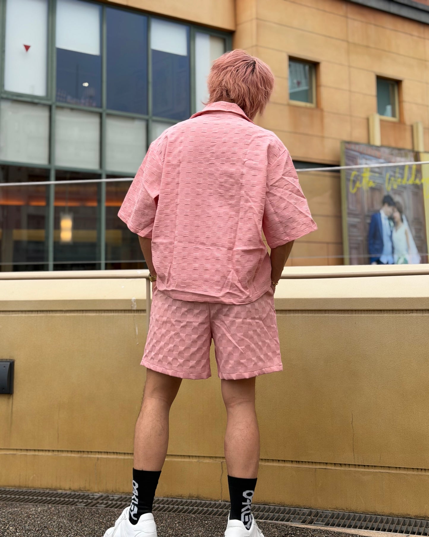 ボタンダウン半袖セットアップ
